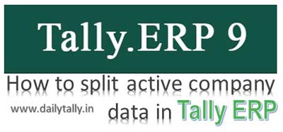 How to split active company data in Tally ERP